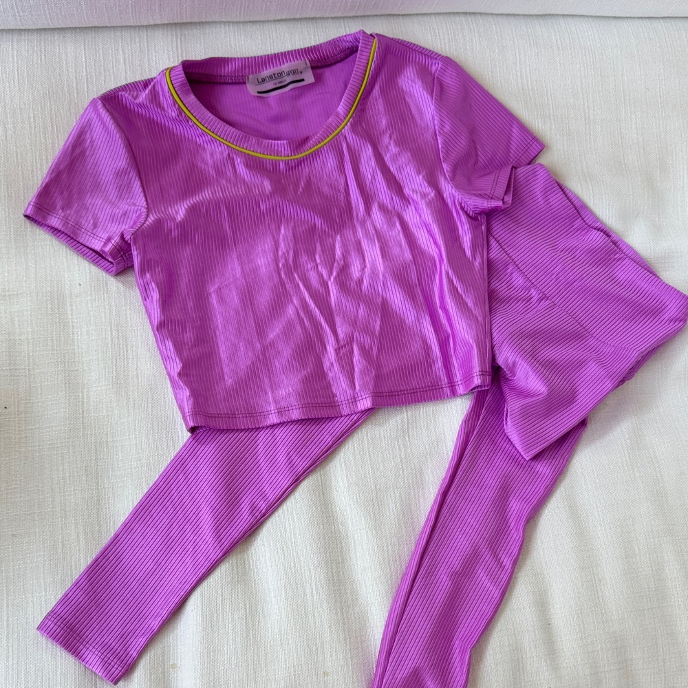Lanston Sport Purple Leggings Set